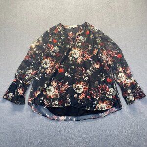 Gibson Latimer Women's Top Multicolor Floral,Blouse Size M,Lined,Buttons,Resorts